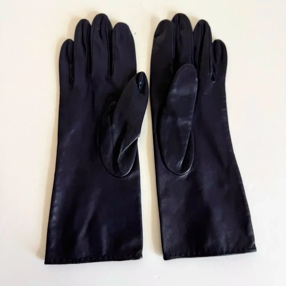 Nordstrom Leather Gloves Dark Navy Blue | Size: 7.5 Women's
